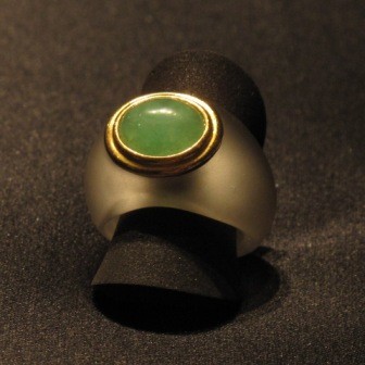 Bergkristallring mit Chrysopras 49  