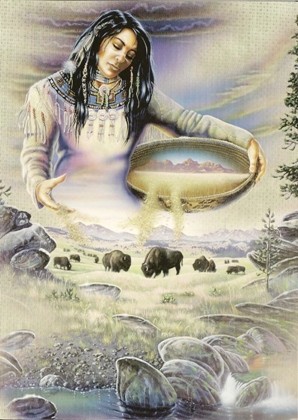 Indianer mit Büffeln