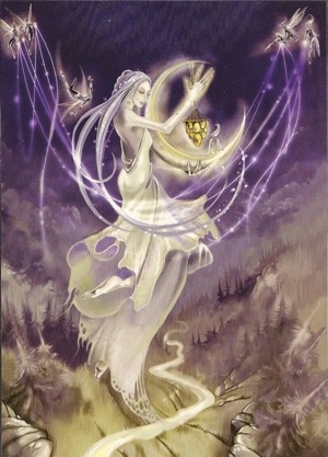 Nachtelfen mit Mondlaterne