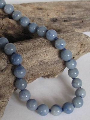 Blauquarz Halskette 18mm x 42cm geknotet