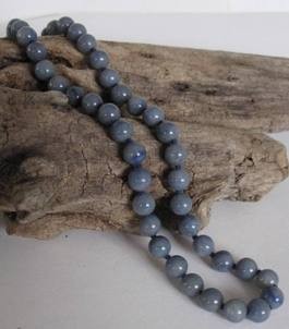 Blauquarz Halskette 10mm x 50cm geknotet