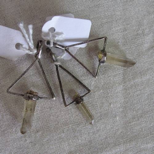 Citrin Spitz im Silberdreieck Anhänger