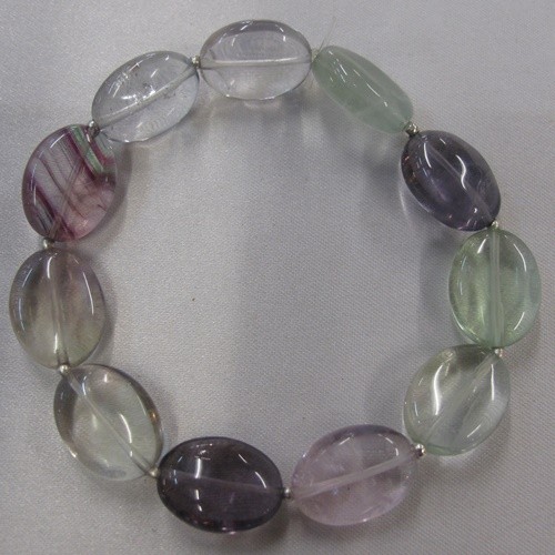 Regenbogen Fluorit Armband Oliven 20mm