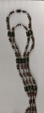 Granat 4mm Kugeln mit Silberoliven Magnetit Meterkette 