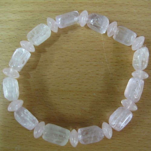 Kunzit Klötzli & Rosenquarz Rondo 6mm Armband 