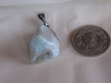 Larimar Trommelstein Anhänger 38mm