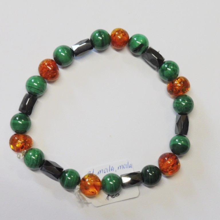 Malachit Armband mit Bernstein und Magnetit  - 121