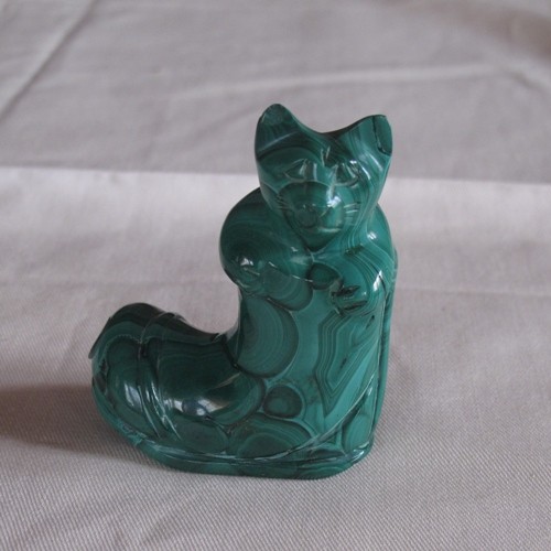 Malachit Katze im Schuh