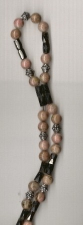 Rhodonit 8mm Kugeln Meter Magnetitkette 