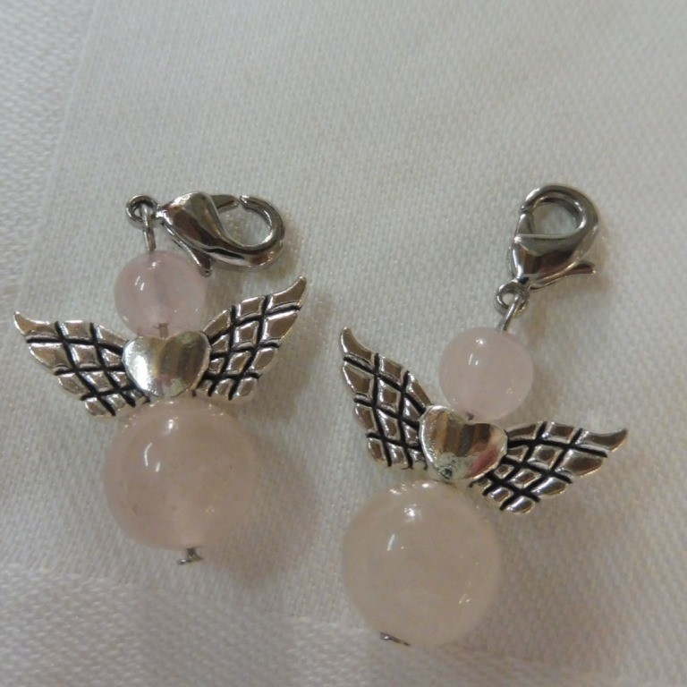 Rosenquarz Engel Anhänger Charms 35.mm