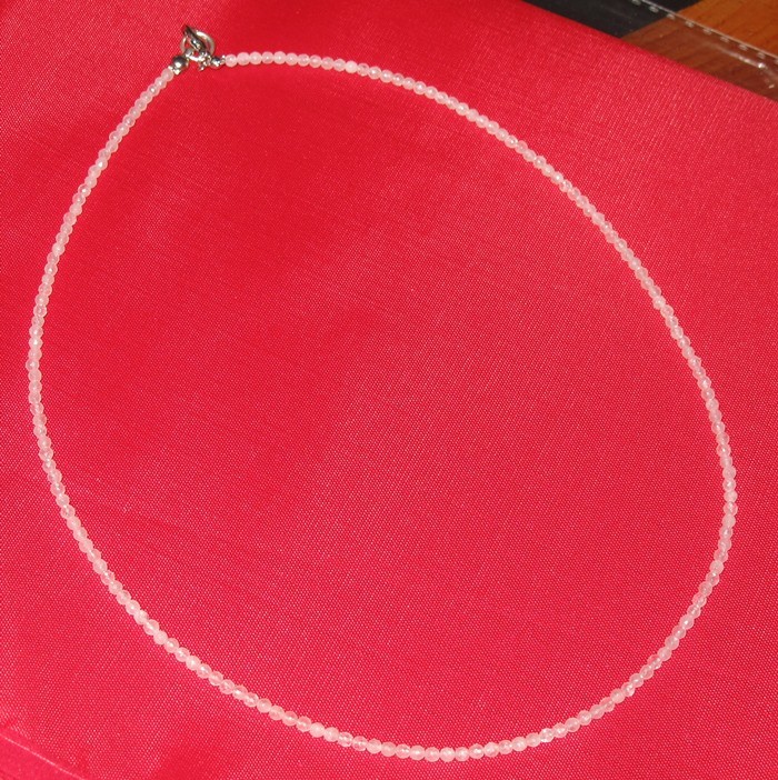 Rosenquarz Halskette 2mm x 43mm fazettiert