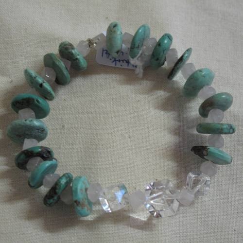 Türkis Armband mit Rosenquarz und Bergkristall