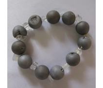 Achat Druse Silberbedampft 12mm mit Opalglas Spl. Armband