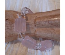 Rosenquarz Madegaskar Armband mit Bergkristall